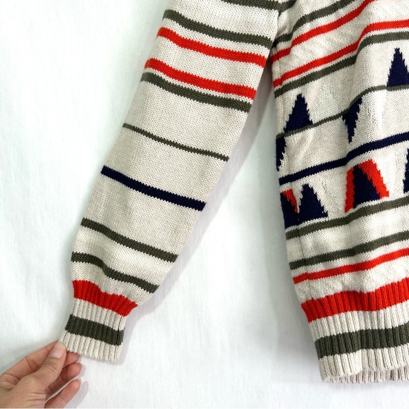 Cat & Jack Boys Beige Orange Long Sleeve Button Up Patterned Sweater Cardigan - Picture 8 of 10